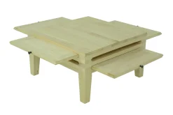 Table basse Hévéa 4 éléments coulissants 70x70x40cm MAORI