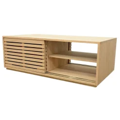 Table basse Hévéa 4 portes coulissantes Persiennes 130x70x45cm NEW ORLEANS