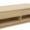 Table basse Hévéa 2 tiroirs traversants, 2 niches basses sous tiroirs 120x60x40cm BALTIC