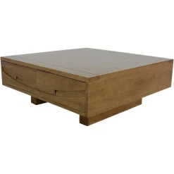 Table basse Hévéa 4 tiroirs 90x90x35cm NIAGARA