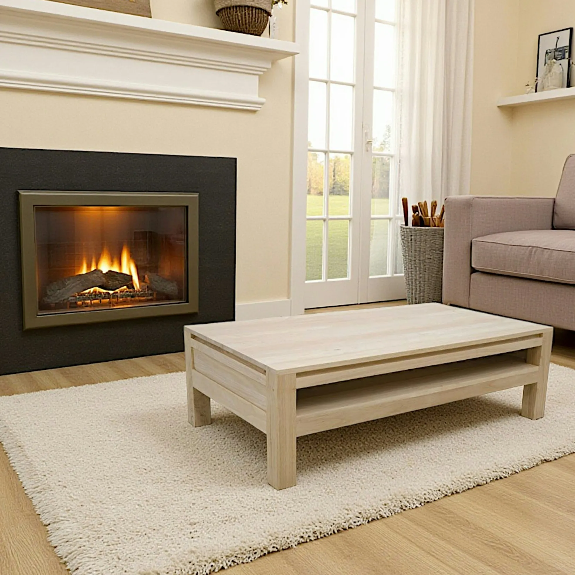 Table basse hévéa 115X65cm OLGA