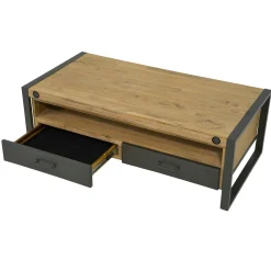 Table basse industrielle bois métal boulons BROOKLYN