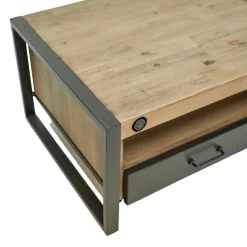 Table basse industrielle bois métal boulons BROOKLYN