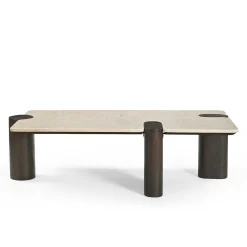 Table basse marbre et bois style puzzle DUOMO