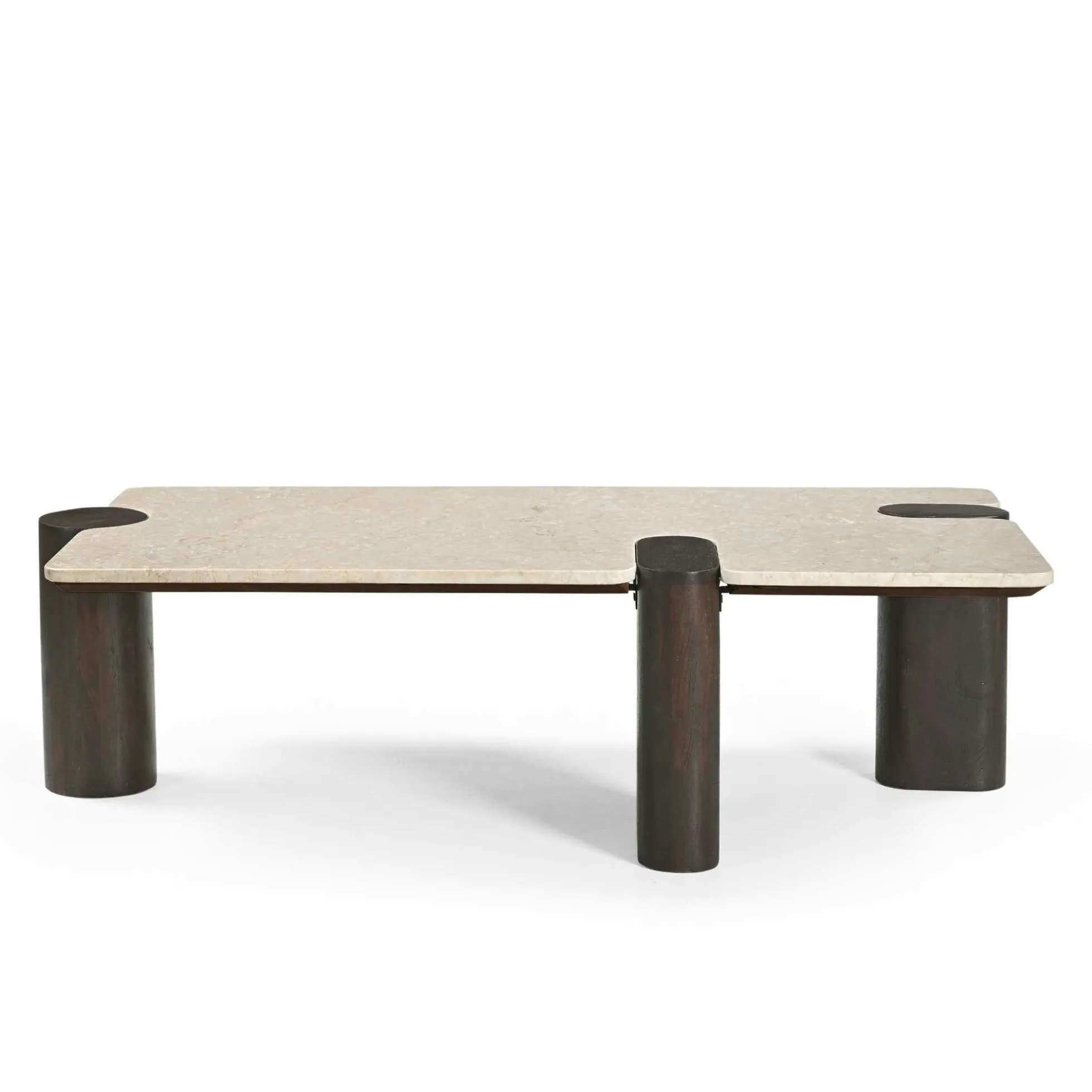 Table basse marbre et bois style puzzle DUOMO
