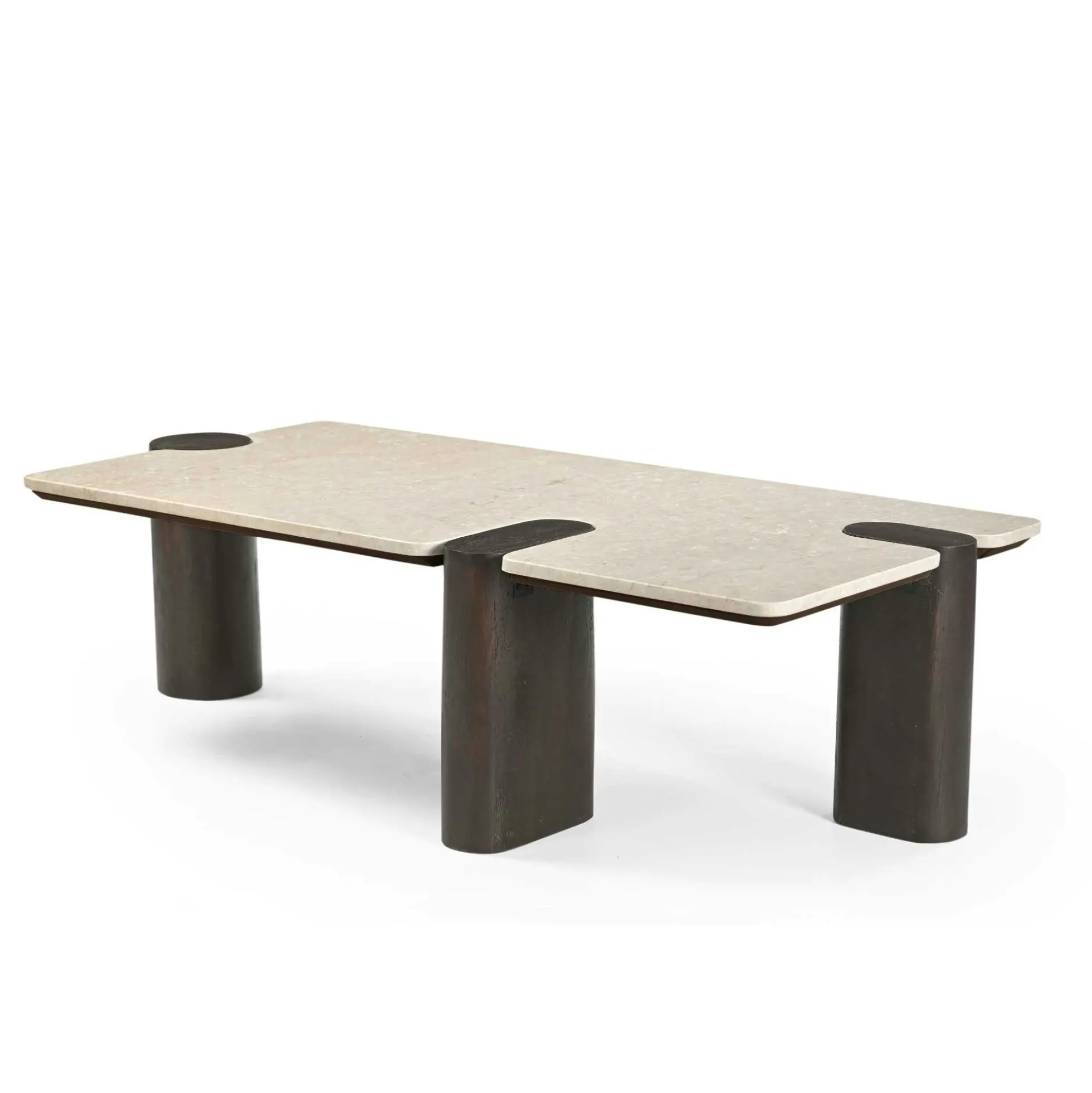 Table basse marbre et bois style puzzle DUOMO