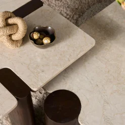 Table basse marbre et bois style puzzle DUOMO