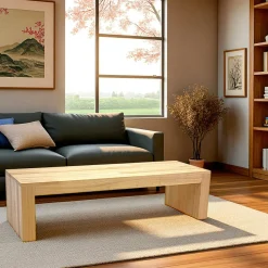 Table basse / Meuble finition TV Hévéa 135x45x36cm OLGA