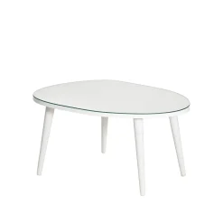 Table basse miroir forme organique pieds blancs TULUM