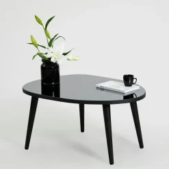 Table basse miroir forme organique pieds noirs TULUM