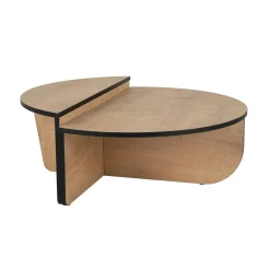 Table basse moderne effet bois ruban noir - 2 hauteurs MARFA