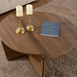 Table basse moderne effet bois de noyer - 2 hauteurs MARFA