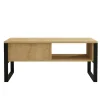 Table basse moderne effet bois clair avec niches JENA
