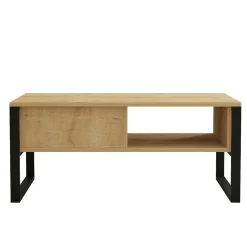 Table basse moderne effet bois clair avec niches JENA