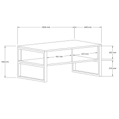 Table basse moderne effet bois clair avec niches JENA