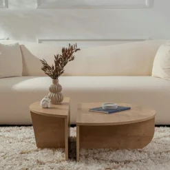 Table basse moderne effet chêne huilé - 2 hauteurs MARFA