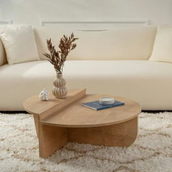 Table basse moderne effet chêne huilé - 2 hauteurs MARFA