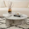 Table basse moderne effet marbre blanc - 2 hauteurs MARFA