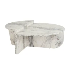 Table basse moderne effet marbre blanc - 2 hauteurs MARFA