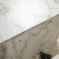 Table basse moderne effet marbre blanc - 2 hauteurs MARFA