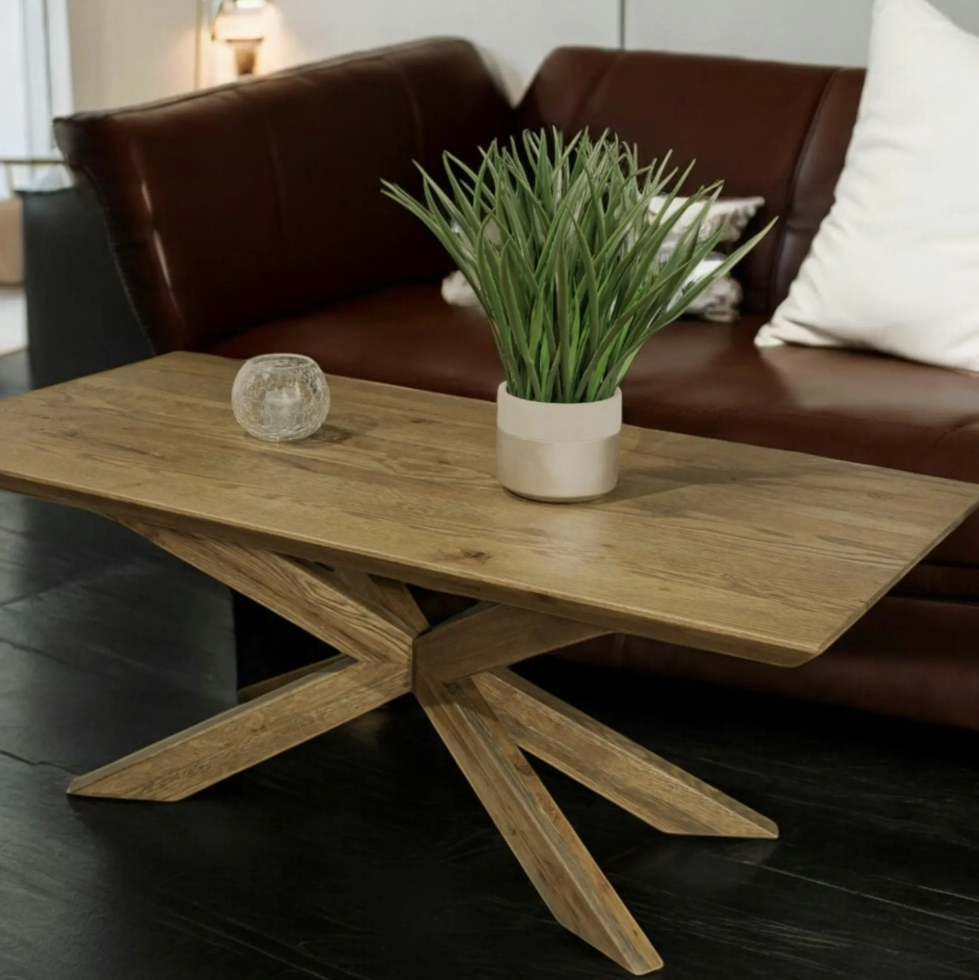 Table basse moderne en chêne 120 cm MANHATTAN