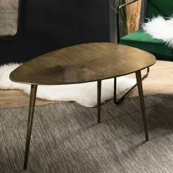 Table basse moderne forme goutte dorée ZALA