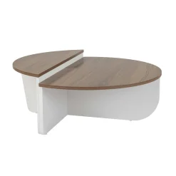 Table basse moderne plateau effet noyer - 2 hauteurs MARFA