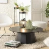 Table basse moderne ronde bois - métal noirCORUMBA