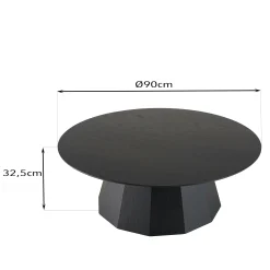 Table basse moderne ronde bois - métal noirCORUMBA