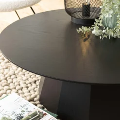 Table basse moderne ronde bois - métal noirCORUMBA
