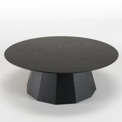 Table basse moderne ronde bois - métal noirCORUMBA