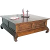 Table basse Opium 4 tiroirs hévéa 100x100cm MAORI