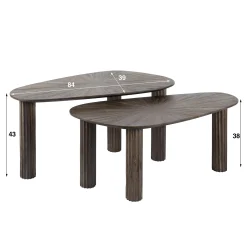 Table basse organique en bois de teck forme galet (lot de 2) YOGY
