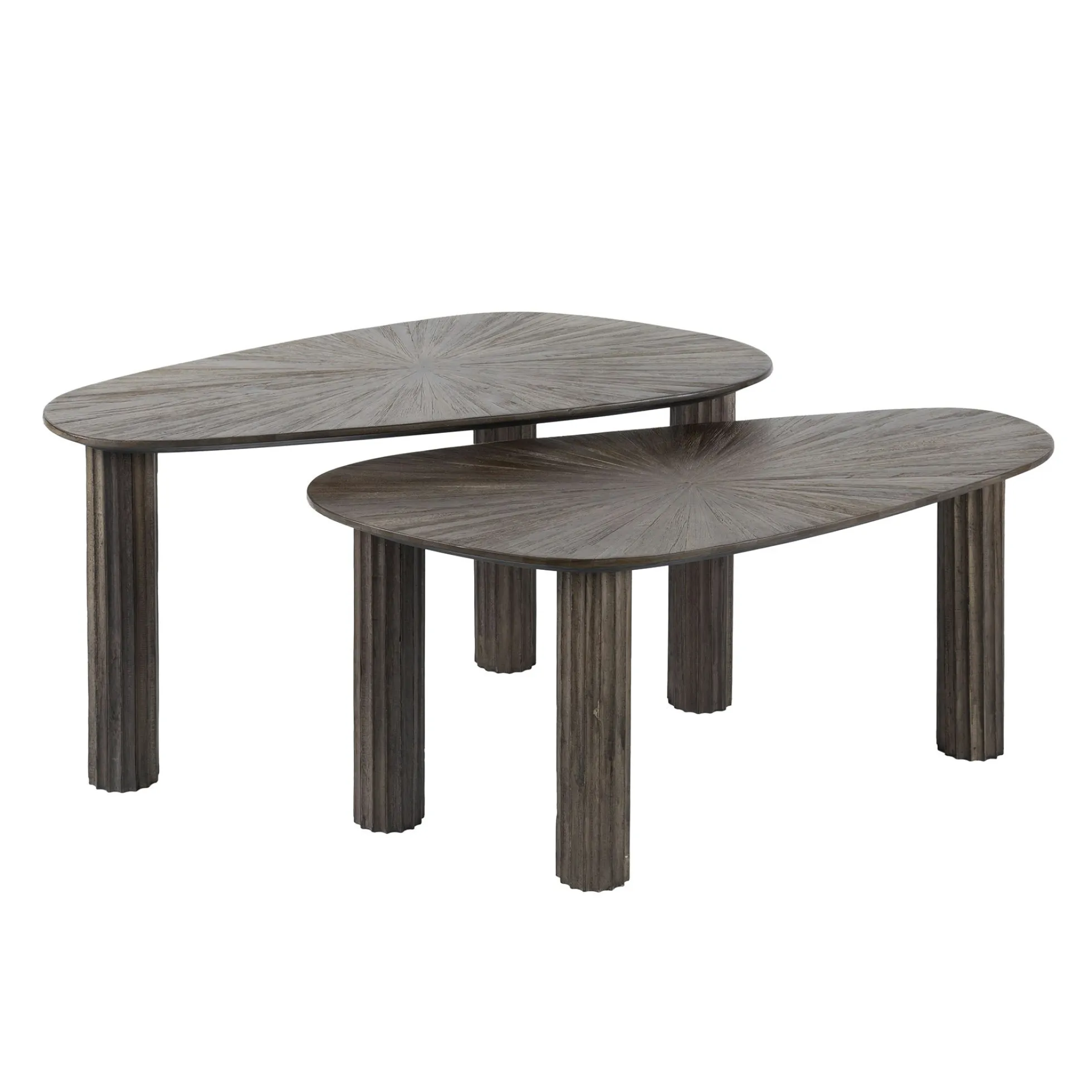Table basse organique en bois de teck forme galet (lot de 2) YOGY