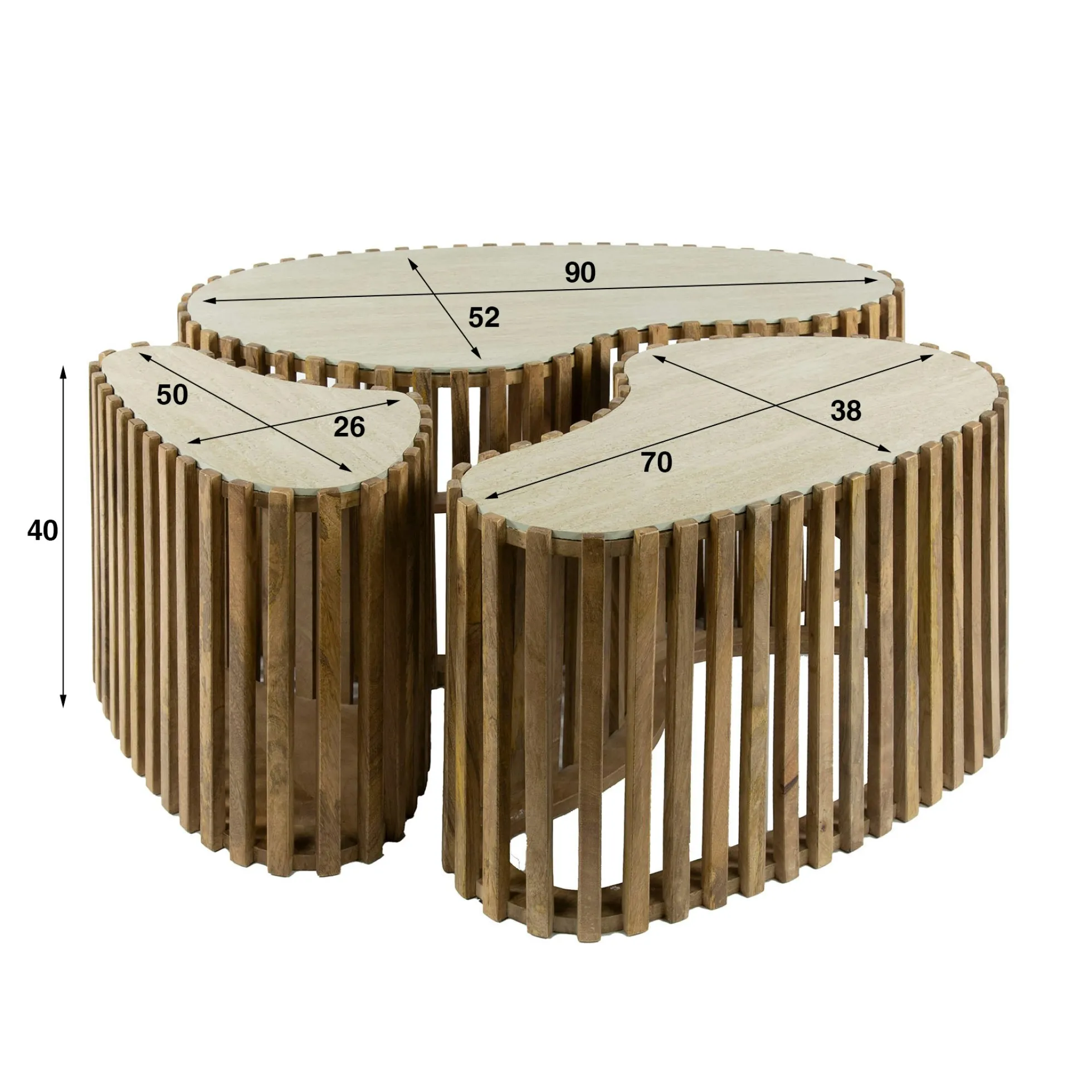Table basse organique en bois et céramique (lot de 3) ASCOLI