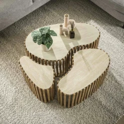 Table basse organique en bois et céramique (lot de 3) ASCOLI