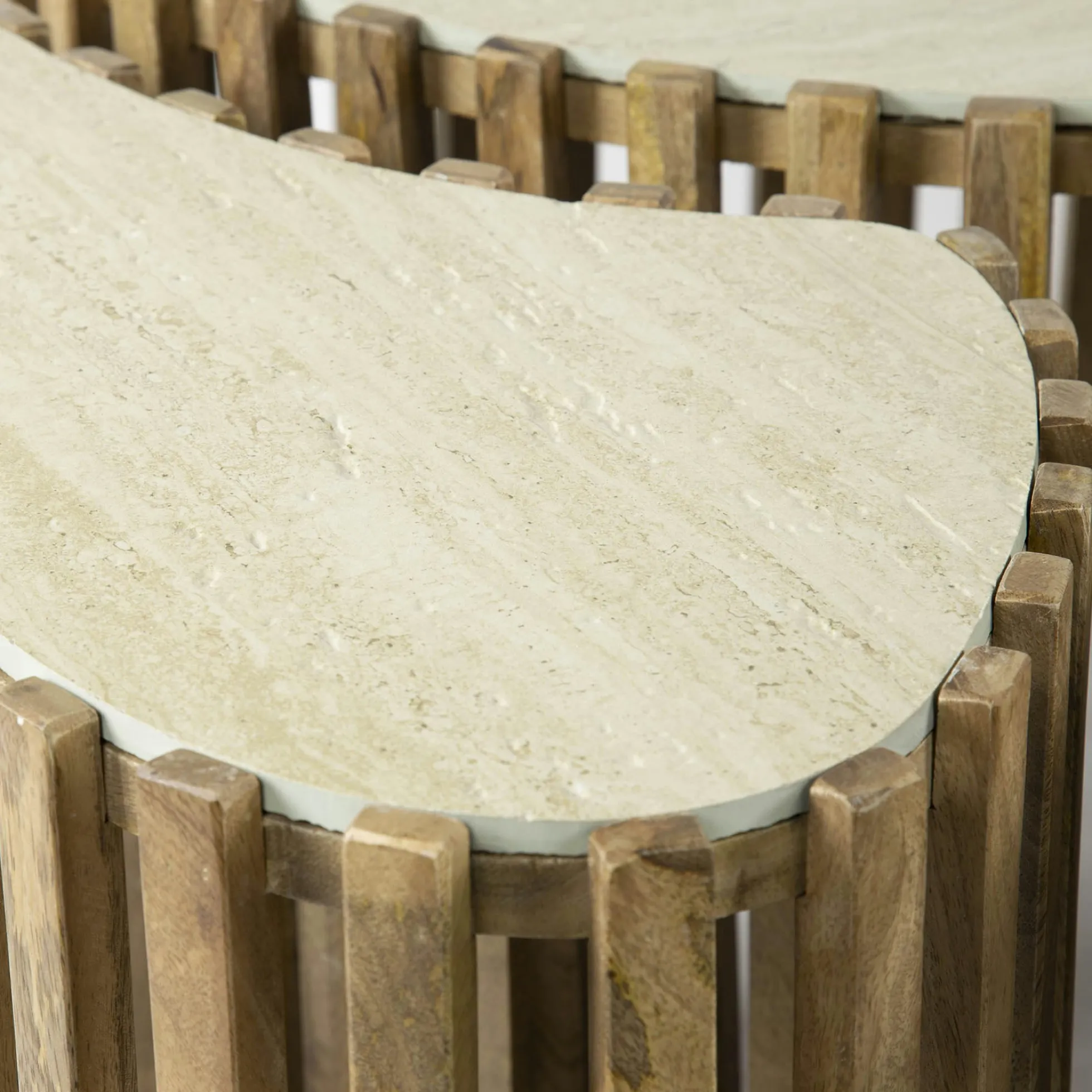 Table basse organique en bois et céramique (lot de 3) ASCOLI
