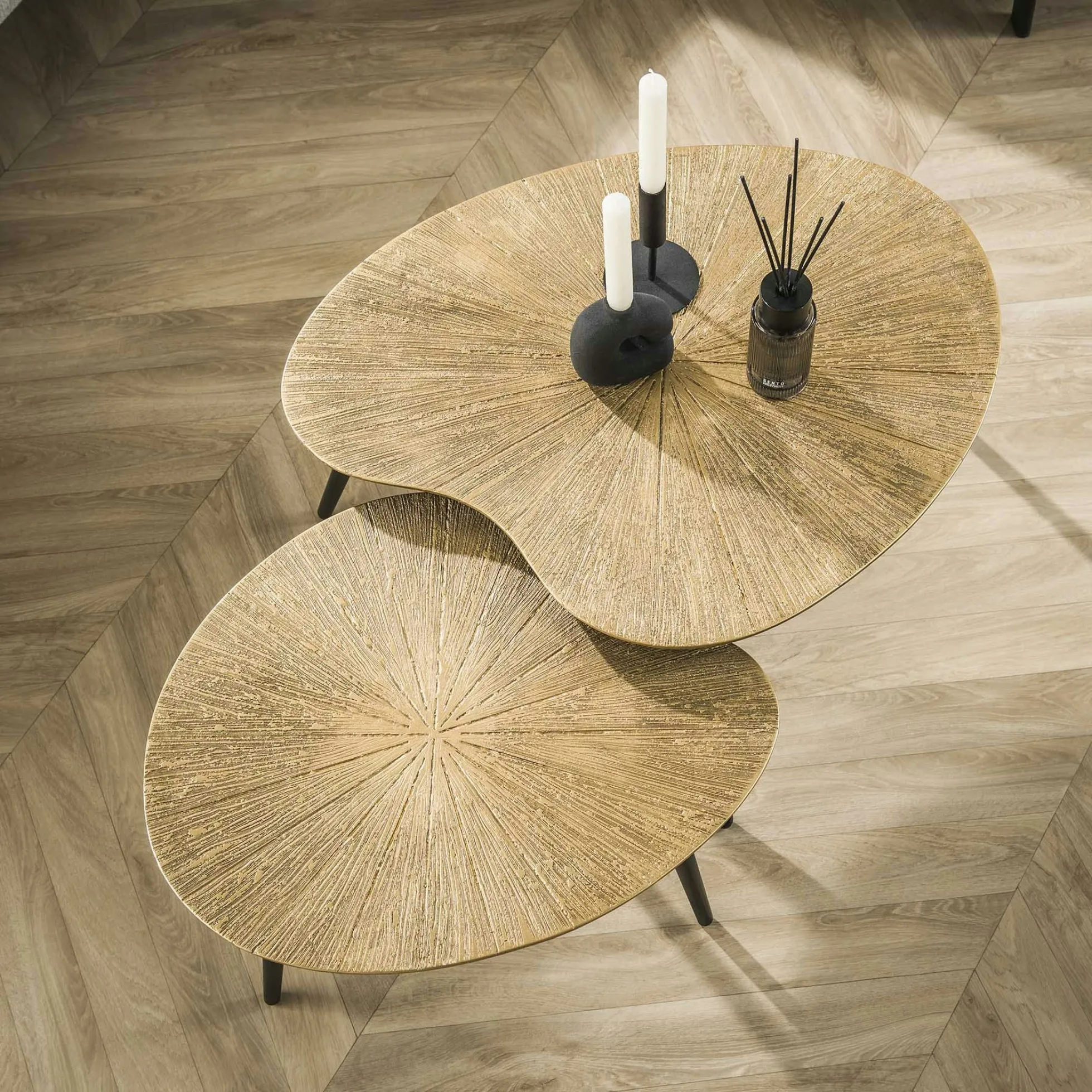 Table basse organique, feuille de ginkgo stylisée (lot de 2) RALF