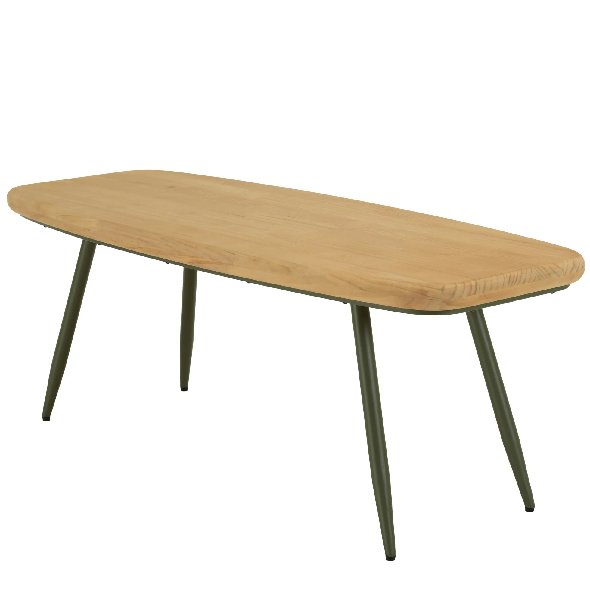 Table basse organique pin et métal vert 120 cm BAGAN