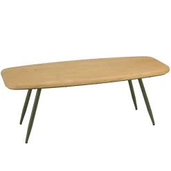 Table basse organique pin et métal vert 120 cm BAGAN