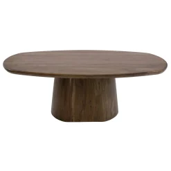 Table basse ovale bois d'acacia foncé design organique NAKO