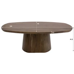Table basse ovale bois d'acacia foncé design organique NAKO