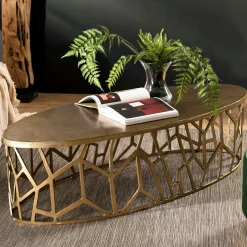 Table basse ovale contemporaine dorée ZALA