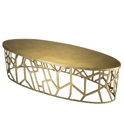 Table basse ovale contemporaine dorée ZALA