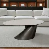 Table basse ovale design en céramique blanche GIULIA