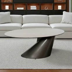 Table basse ovale design en céramique blanche GIULIA