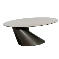 Table basse ovale design en céramique blanche GIULIA