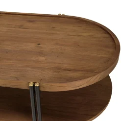 Table basse ovale double plateau en teck recyclé 160 cm SWING