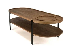Table basse ovale double plateau en teck recyclé 160 cm SWING