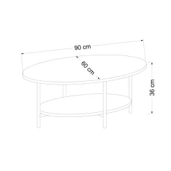 Table basse ovale double plateau effet bois et blanc JENA